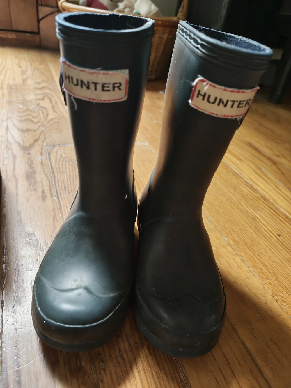 Hunter Black Rubber Kids' Mid Rain Boots with Side Buckle